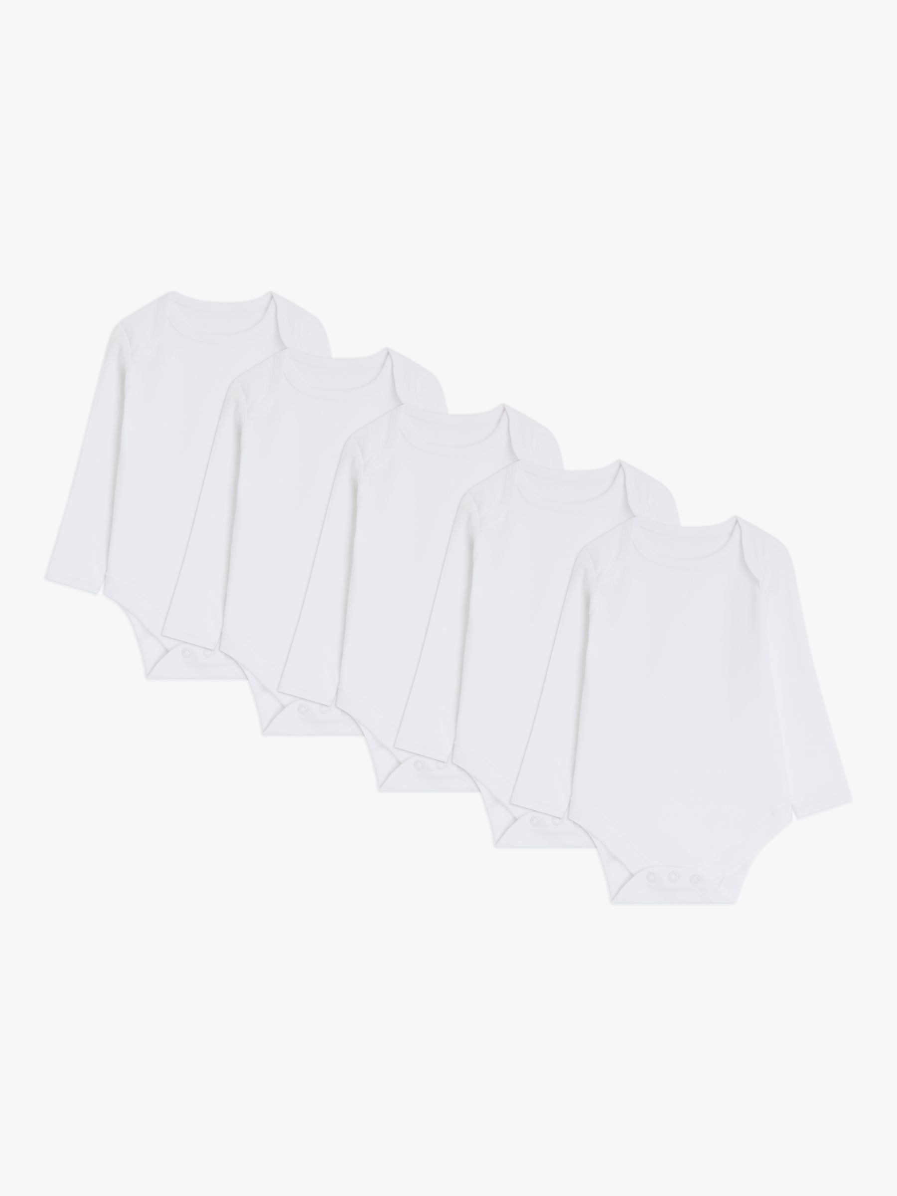 John Lewis Baby GOTS Organic Cotton Long Sleeve Bodysuits, Pack of 5, White  at John Lewis & Partners