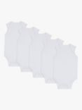 John Lewis Baby GOTS Organic Cotton Sleeveless Bodysuits, Pack of 5, White