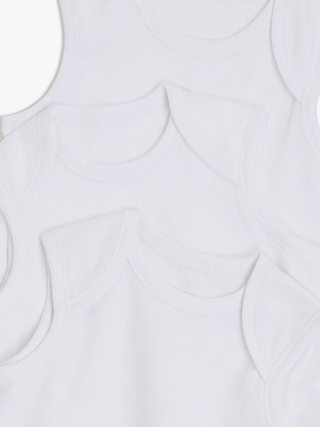 John Lewis Baby GOTS Organic Cotton Sleeveless Bodysuits, Pack of 5, White