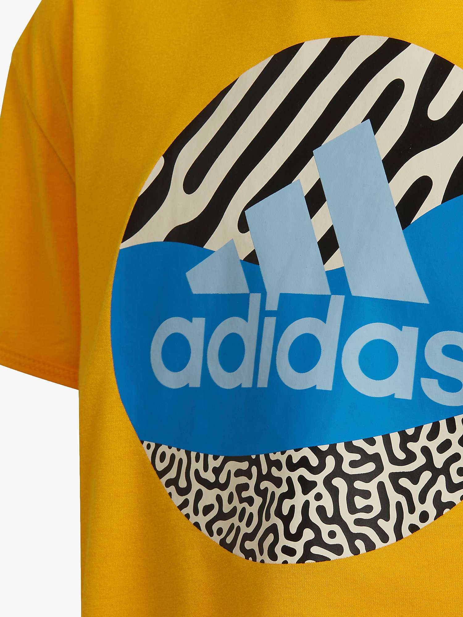 adidas Kids' Aeroready Animal Print Logo Cropped T-Shirt, Yellow at John  Lewis & Partners