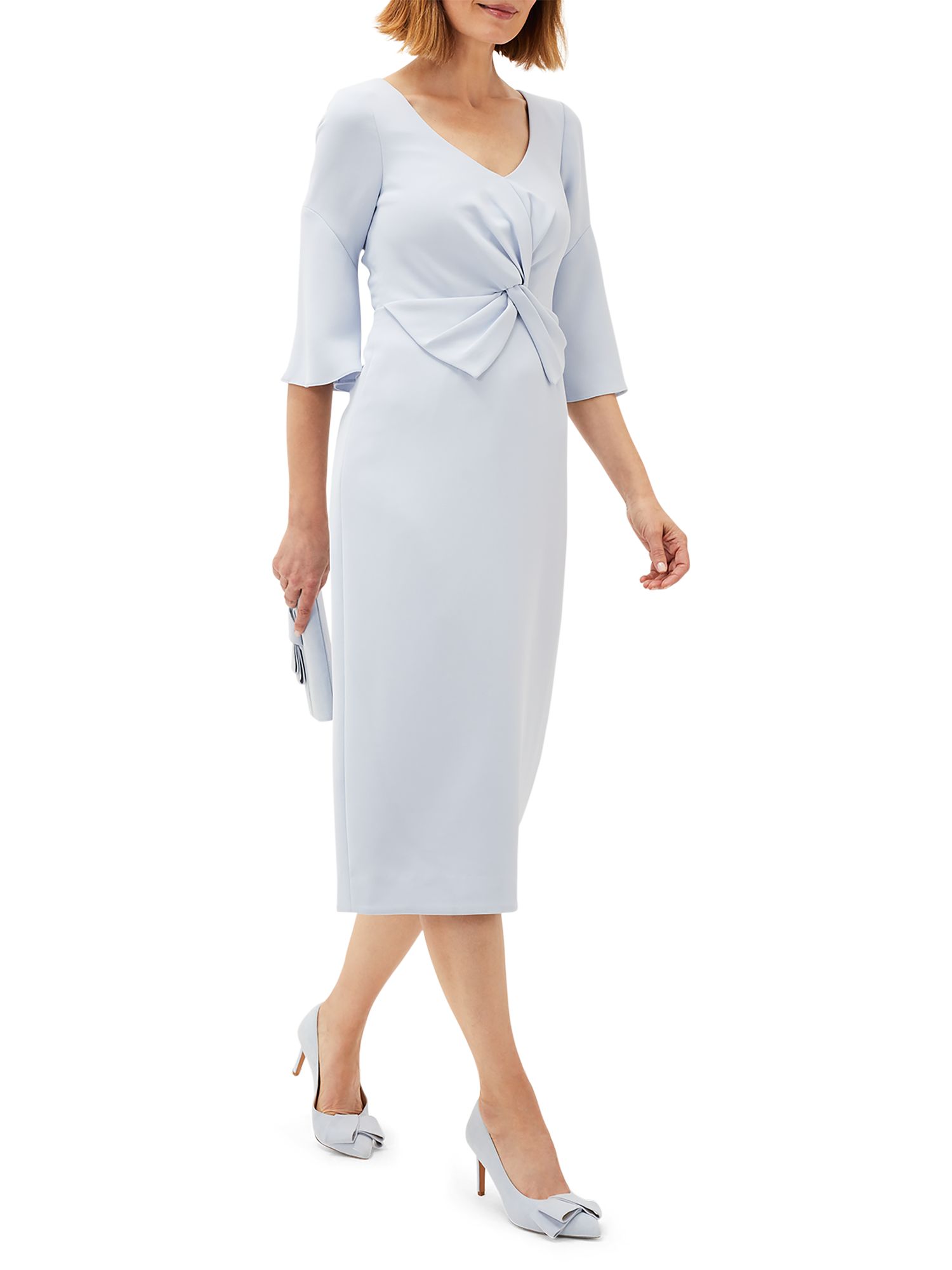 Phase Eight Layla Bow Detail Dress, Sky Blue at John Lewis & Partners