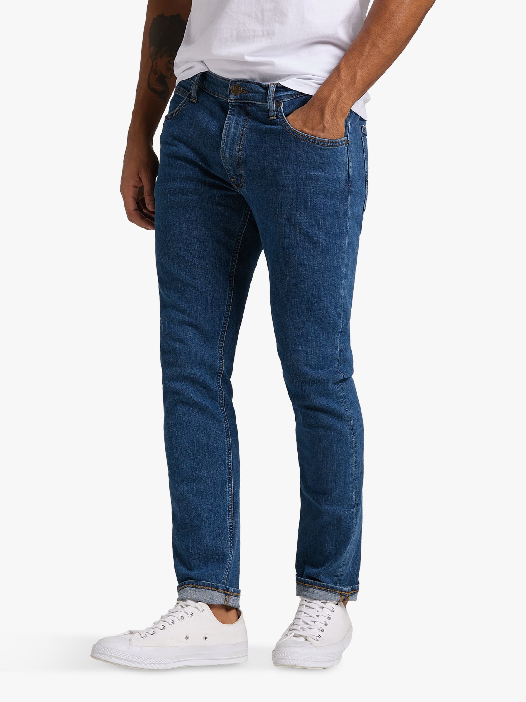 Lee Luke Stone Wash Slim Fit Jeans, Blue at John Lewis & Partners