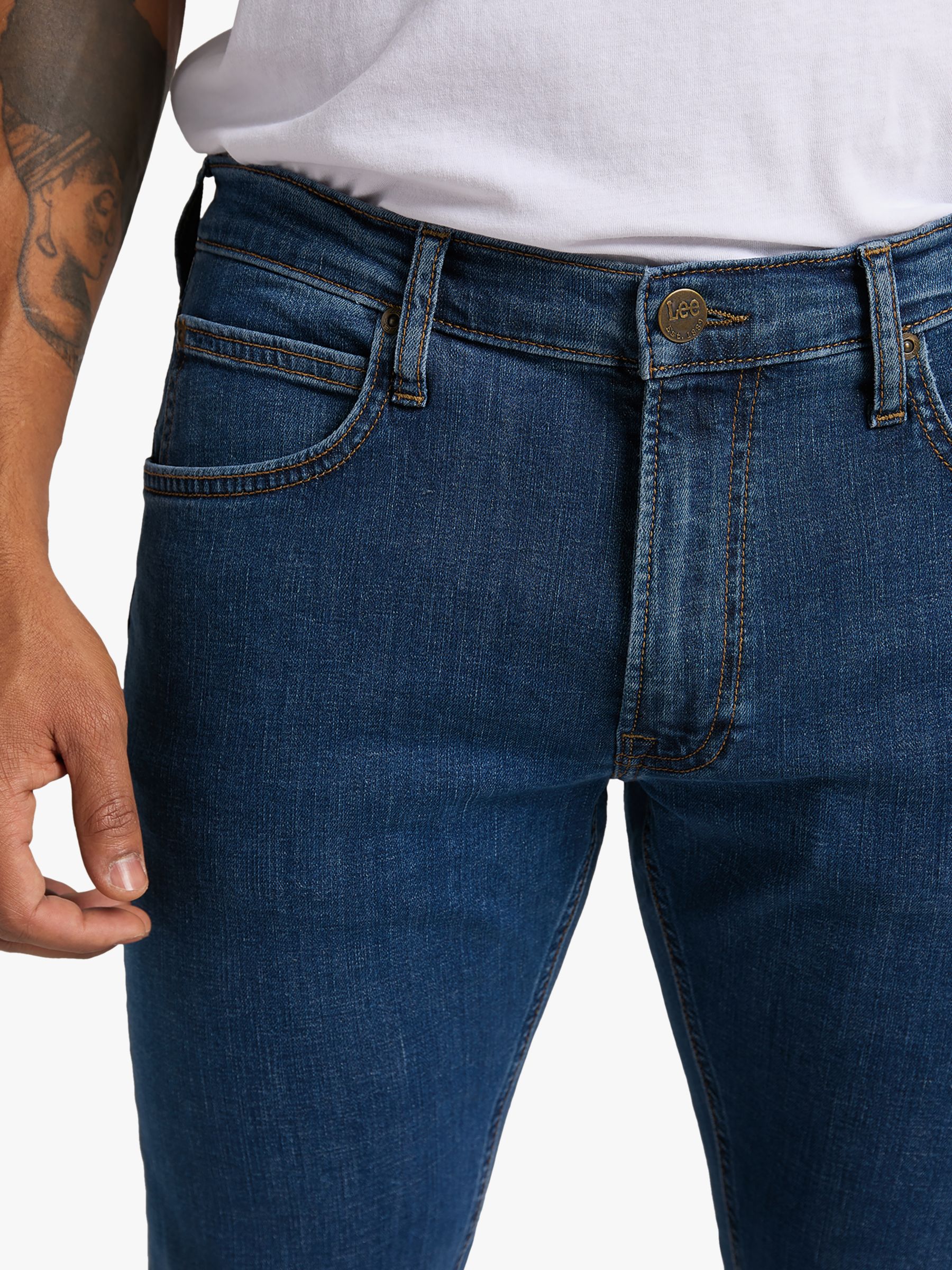 Lee Luke Stone Wash Slim Fit Jeans, Blue at John Lewis & Partners