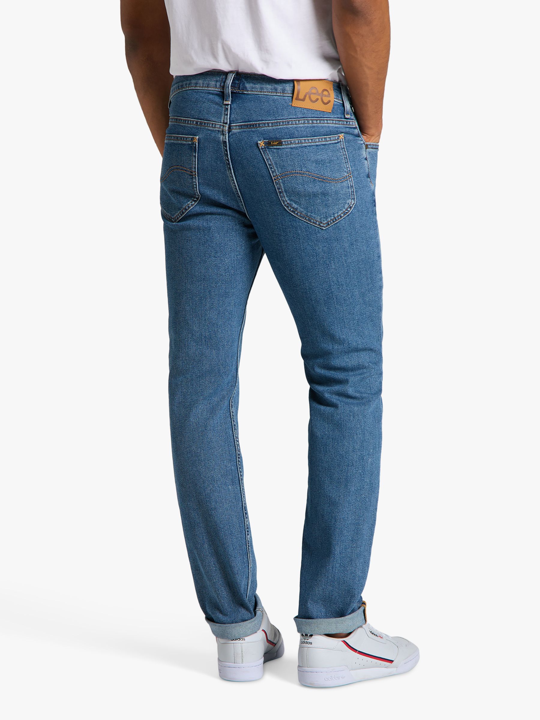 Lee Rider Slim Fit Denim Jeans, Mid Stone at John Lewis & Partners