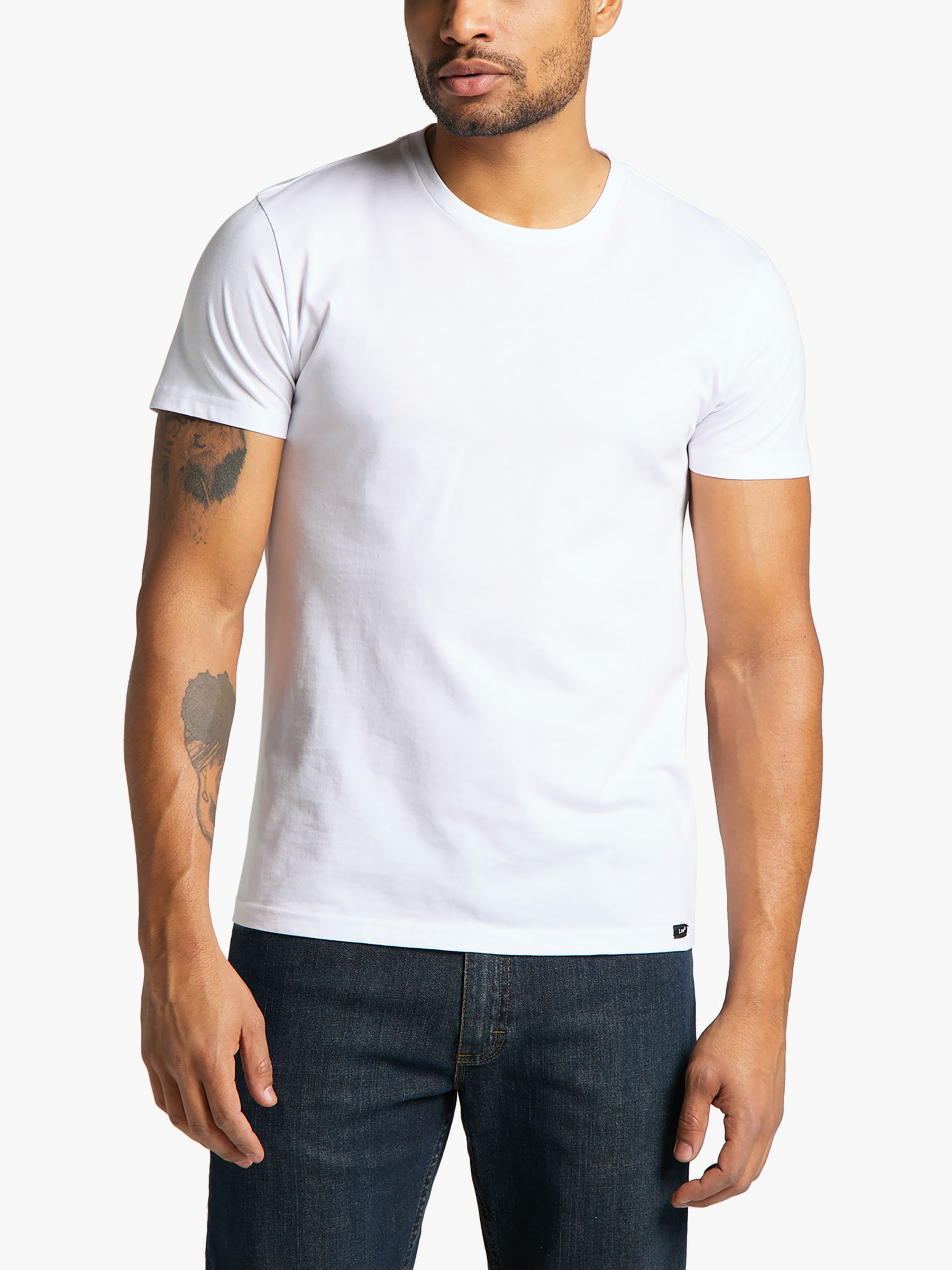 Lee Regular Fit Cotton T-Shirt, Pack of 2, Black/White, S