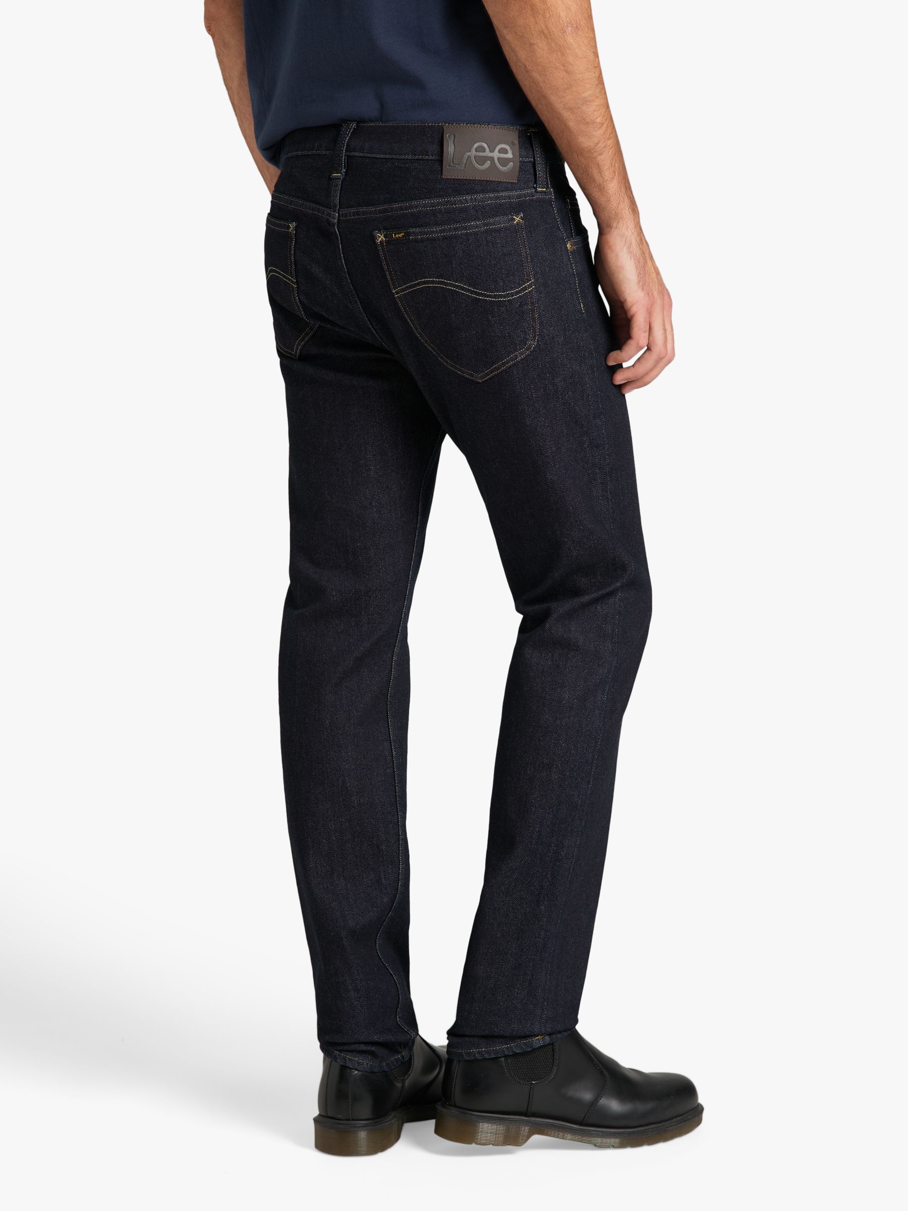 evenwichtig slank ader Lee Rider Slim Fit Denim Jeans, Blue at John Lewis & Partners