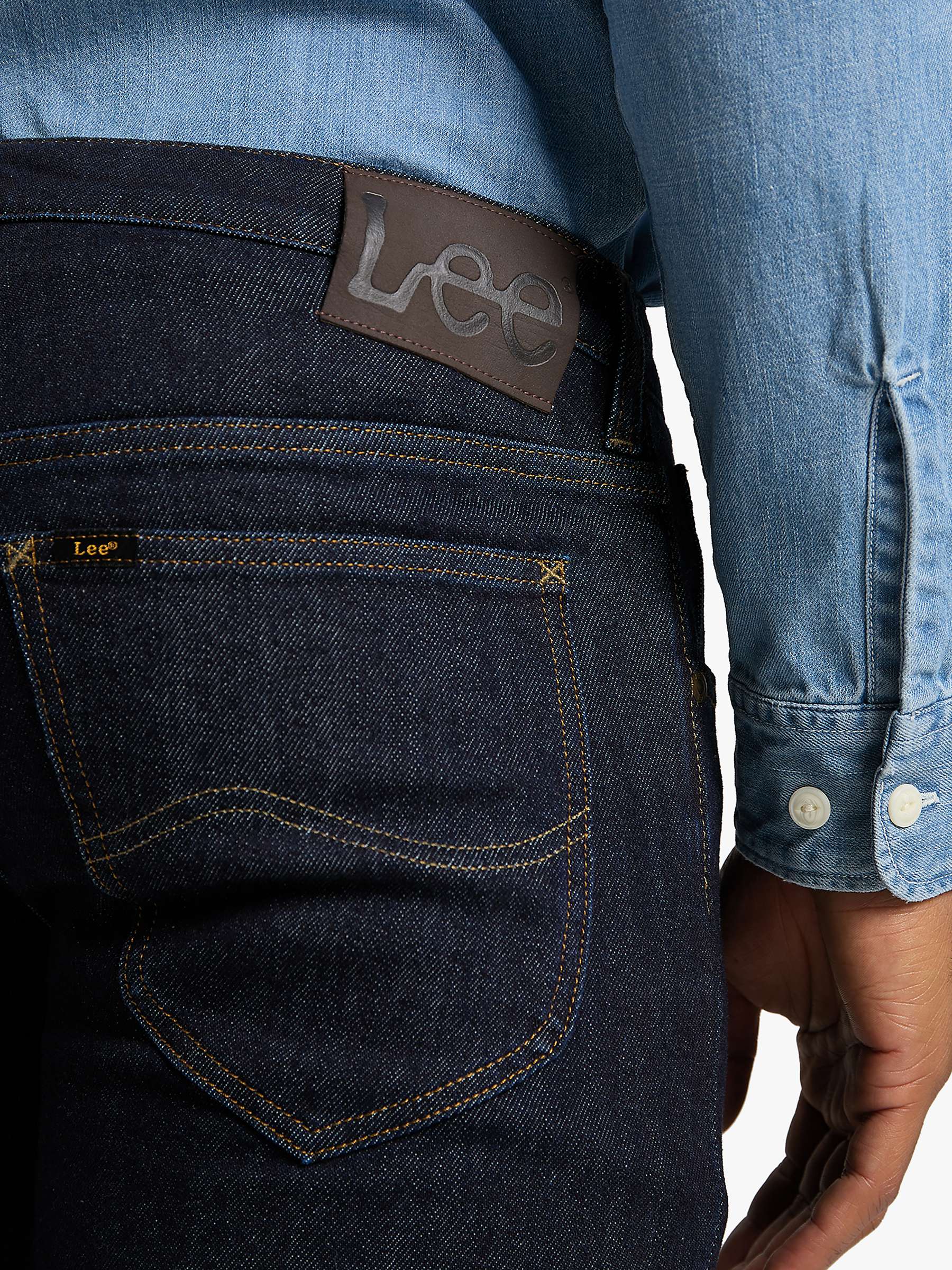 Lee Daren Straight Leg Dark Rinse Denim Jeans, Blue at John Lewis & Partners
