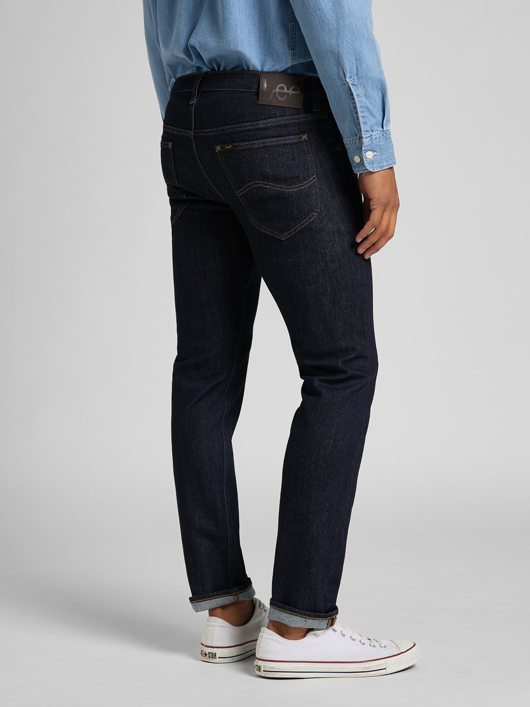 Lee Rider Slim Fit Denim Jeans, Mid Stone at John Lewis & Partners