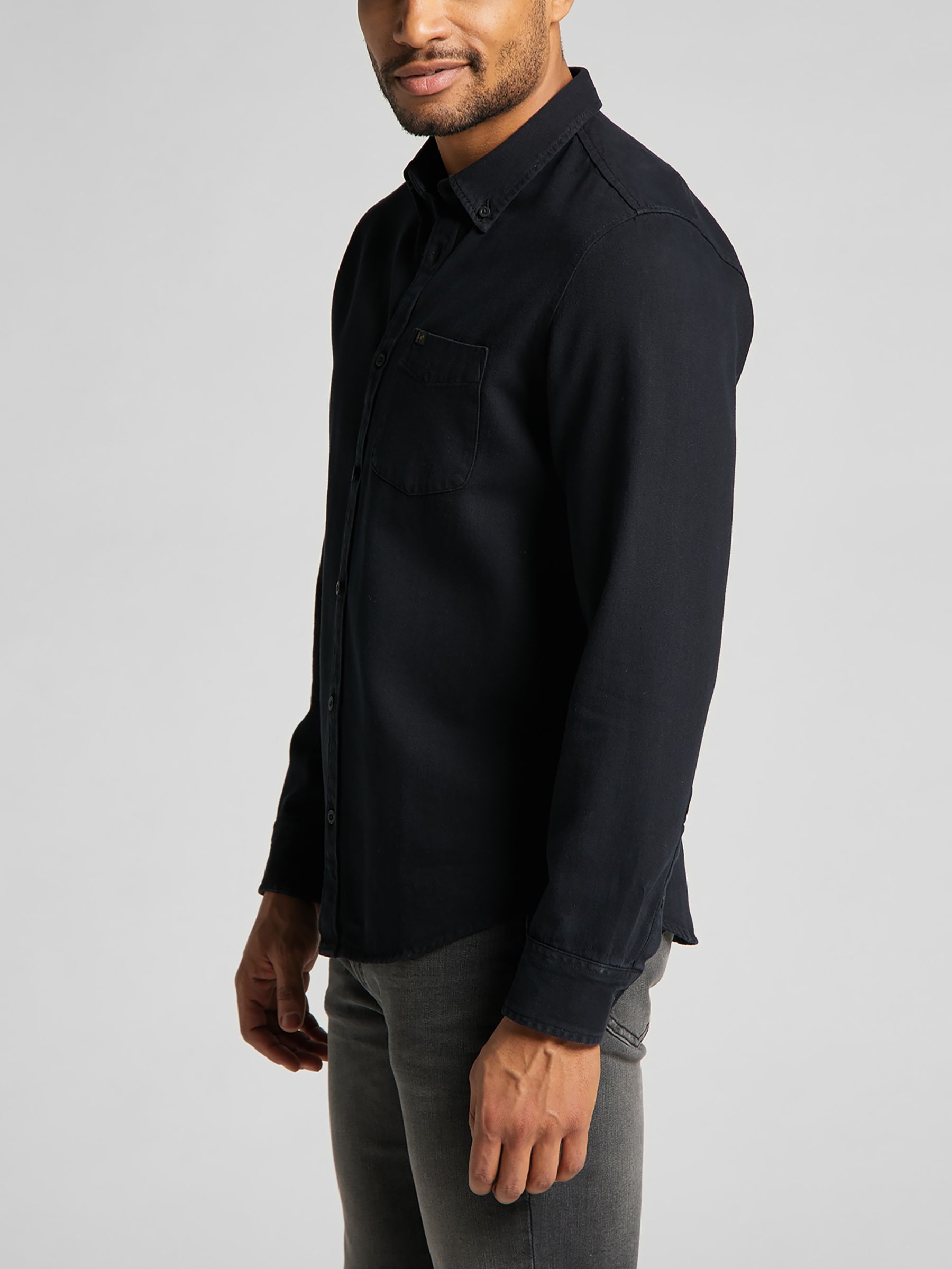 Lee Cotton Regular Fit Shirt, Black, S