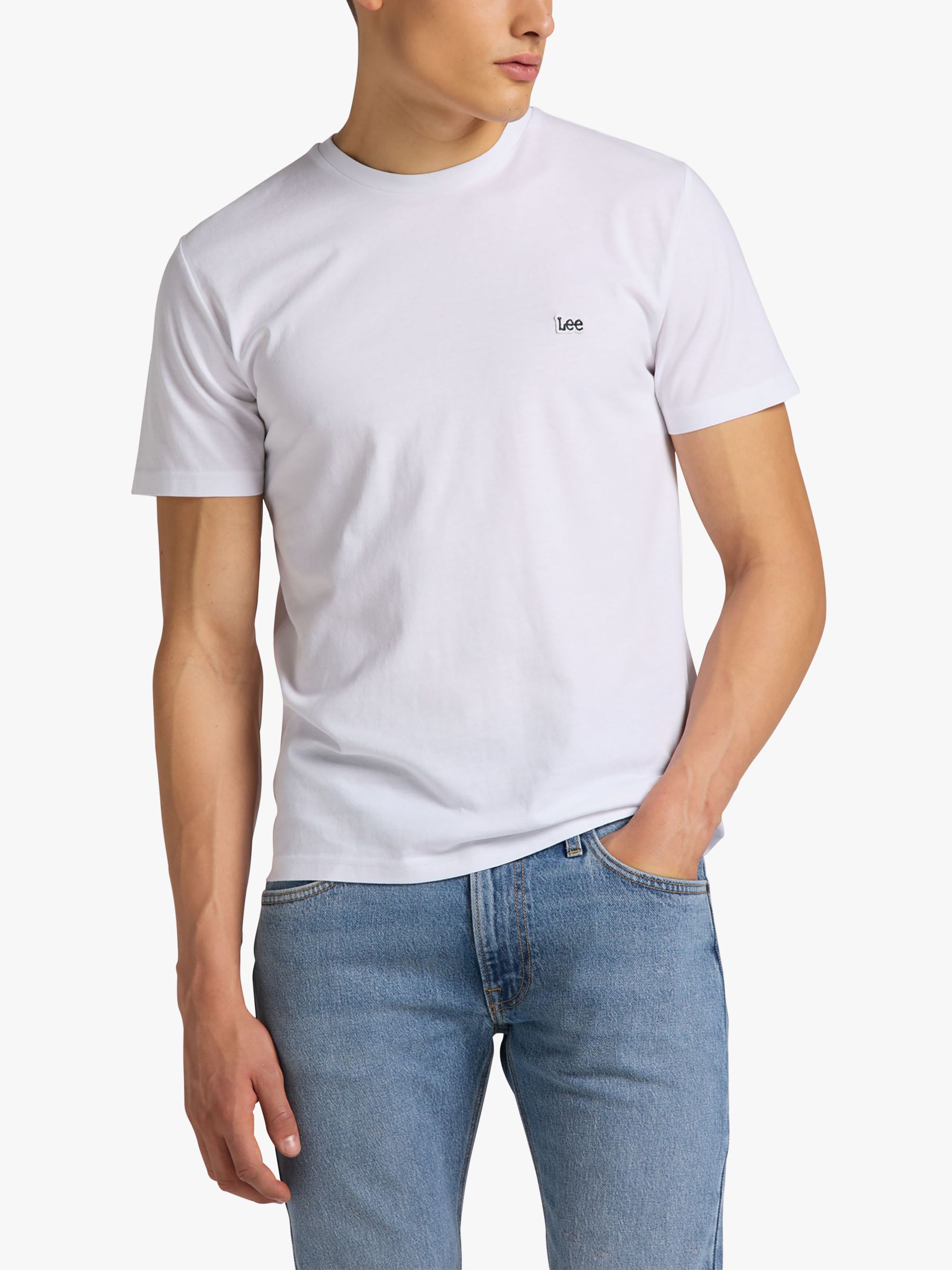 Lee Regular Fit Cotton Logo T-Shirt, White at John Lewis & Partners