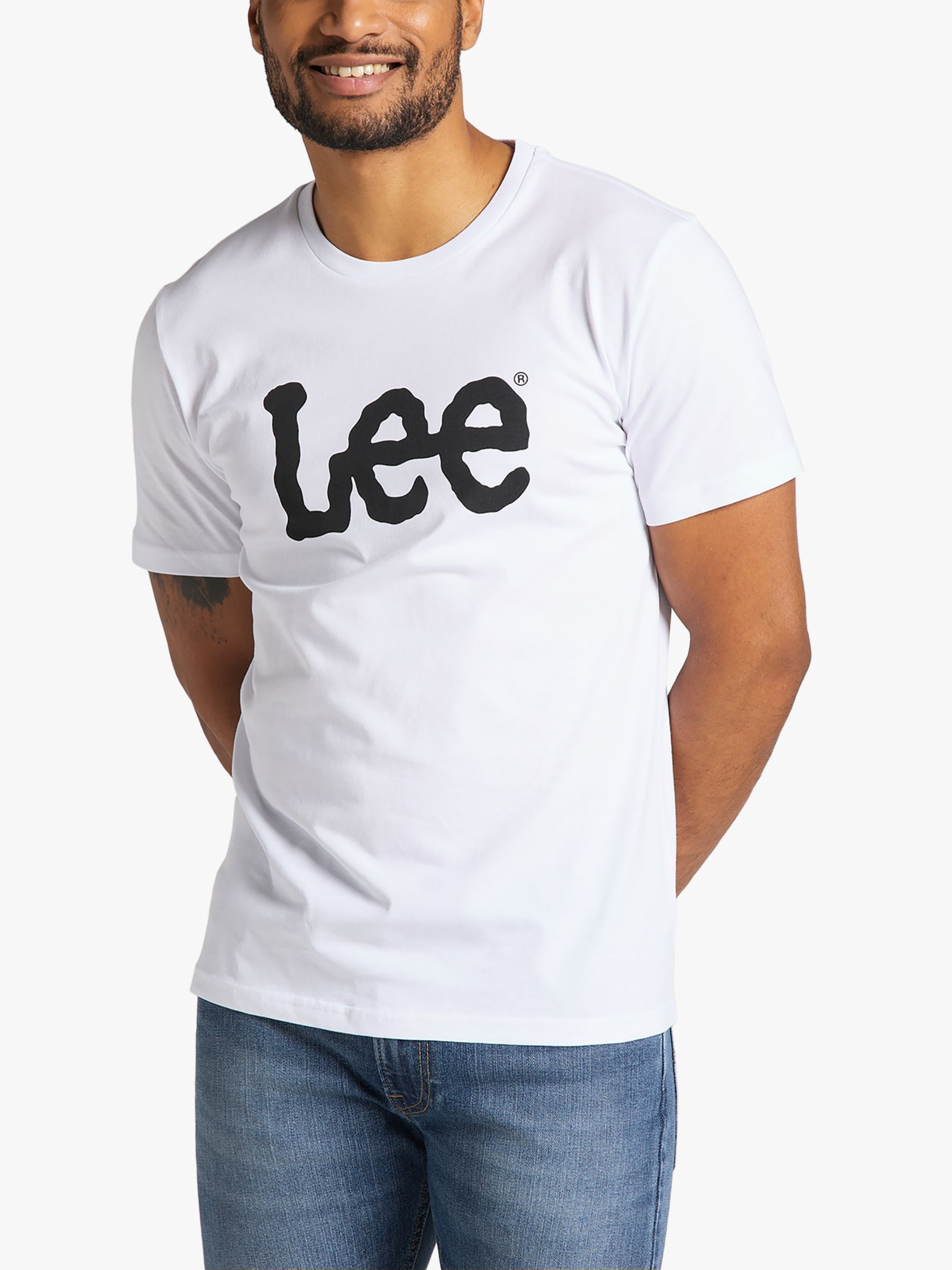 Lee Regular Fit Cotton Large Logo T-Shirt, White at John Lewis & Partners