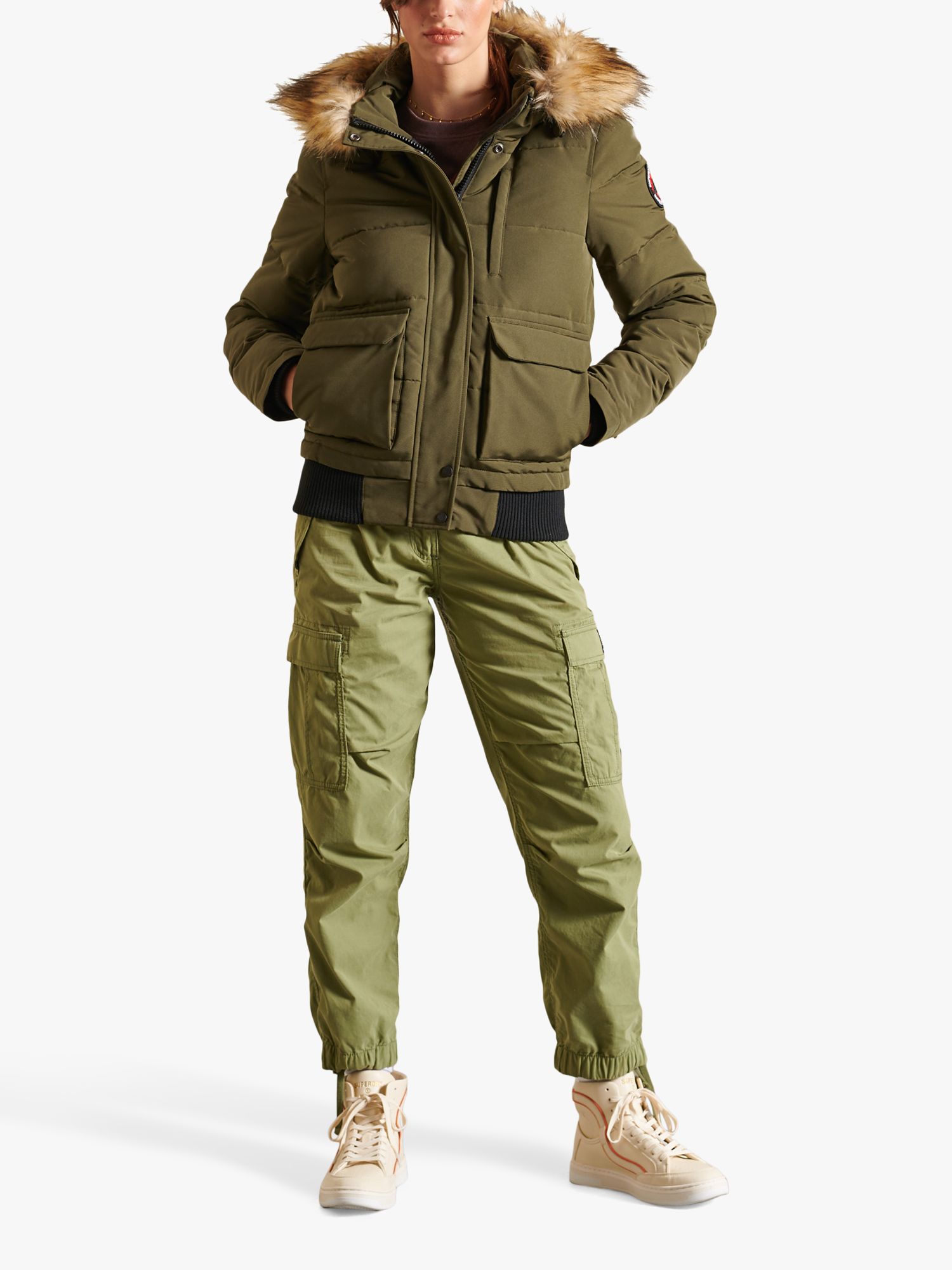 Superdry Mid Rise Slim Cord Flare Trousers, Surplus Goods Olive at John  Lewis & Partners