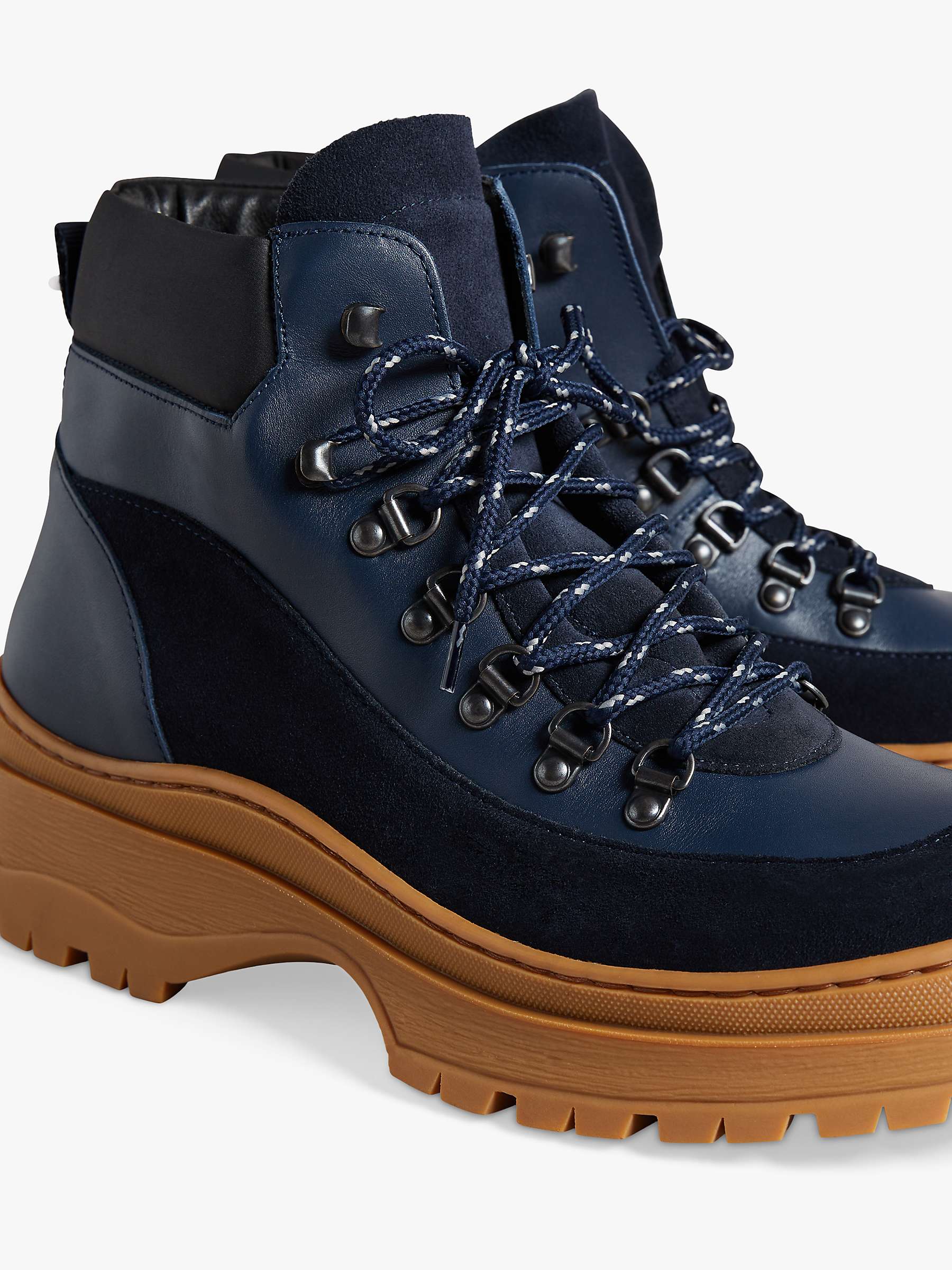 Ted Baker Westonn Leather Lace-Up Boots, Navy at John Lewis & Partners