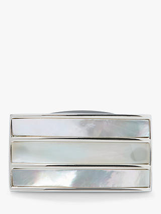 Simon Carter Mother of Pearl Tripple Band Cufflinks, Silver