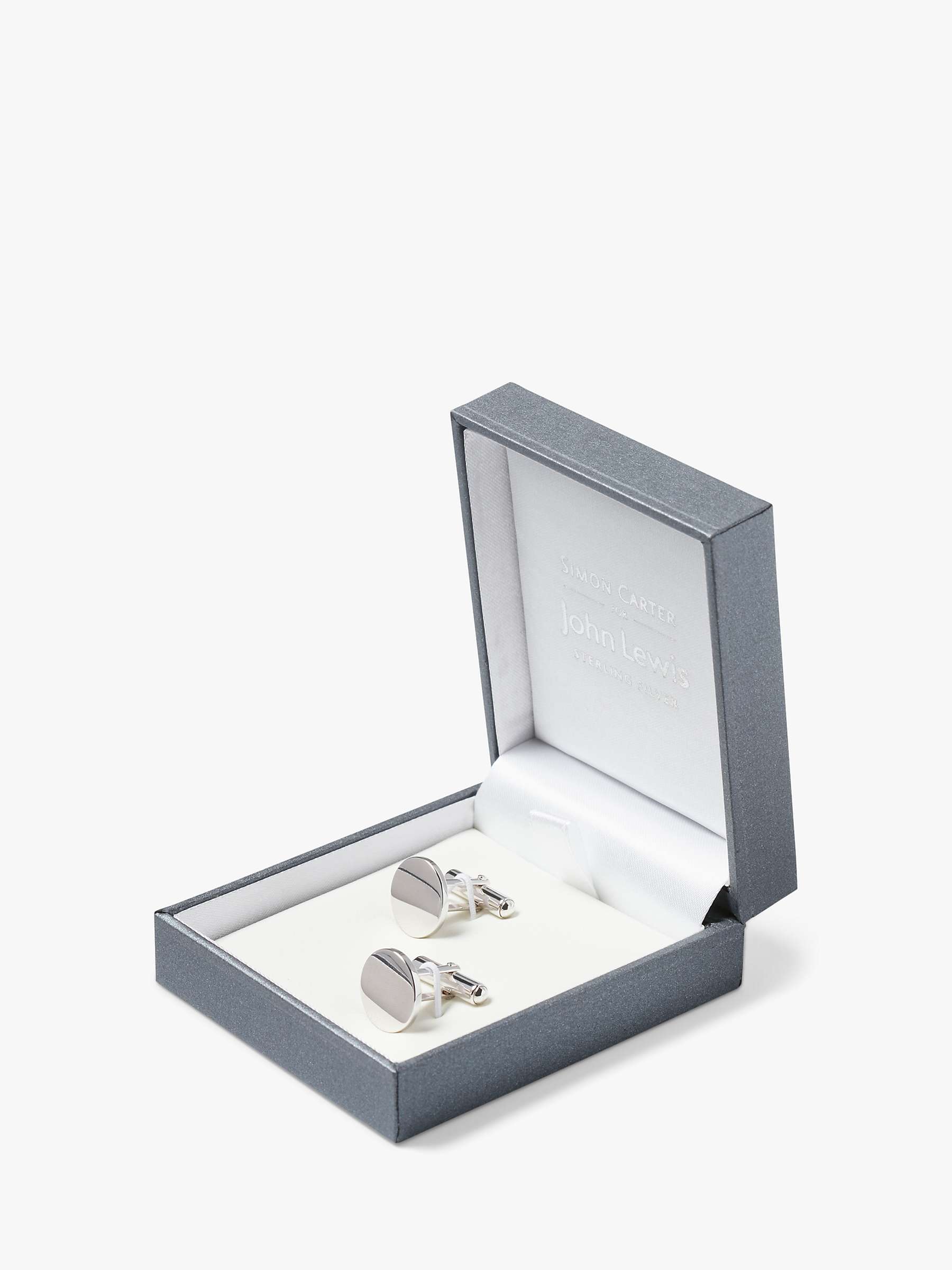 Buy Simon Carter Sterling Silver Plain Round Cufflinks, Silver Online at johnlewis.com