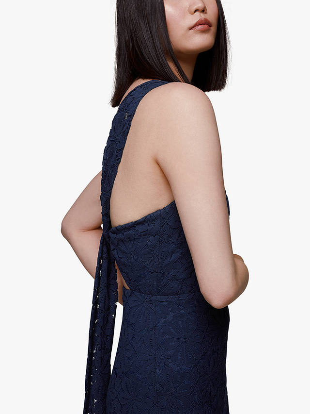 Whistles  Lace Tie Back Maxi Dress, Navy