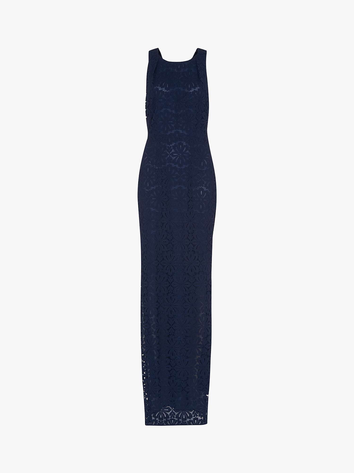 Whistles Lace Tie Back Maxi Dress, Navy at John Lewis & Partners