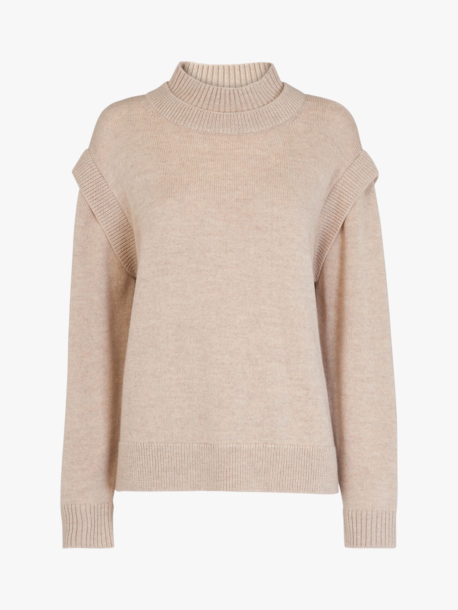 Whistles Double Layer Merino Wool Jumper, Oatmeal at John Lewis & Partners