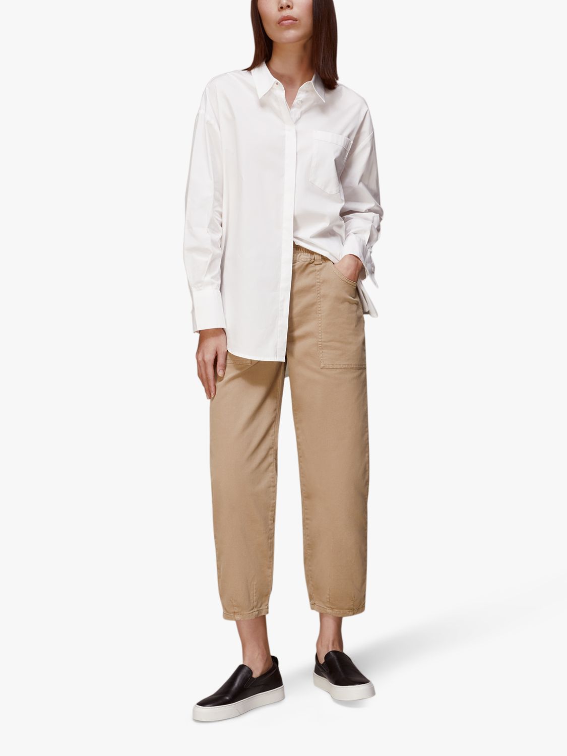Whistles Tessa Casual Trousers, Navy, Stone at John Lewis & Partners