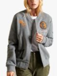 Superdry Collegiate Embroidered Logo Jersey Bomber Jacket, Rich Charcoal Marl