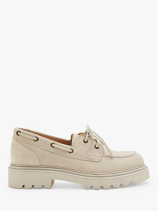 Boden Chunky Leather Deck Shoes, Pearl