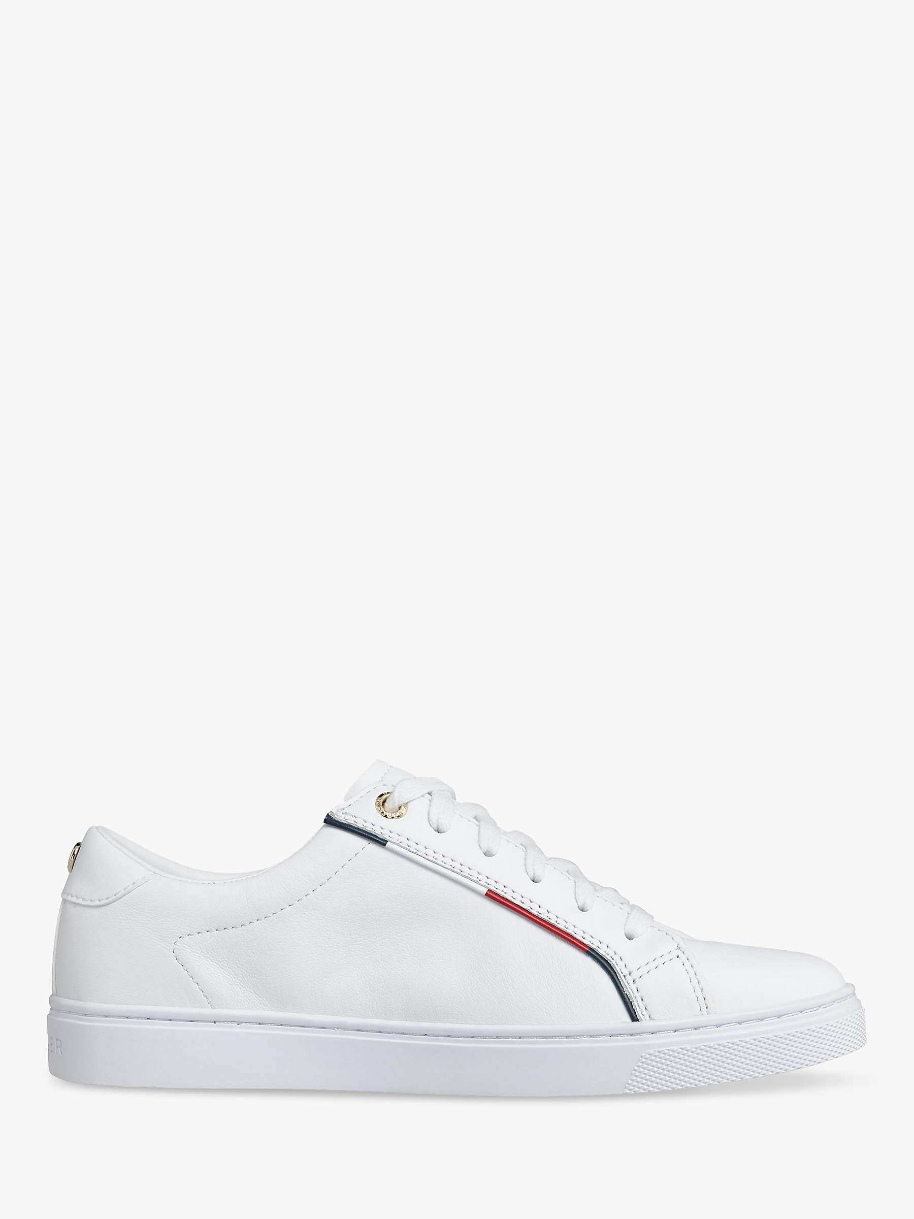 Buy Tommy Hilfiger Signature Leather Trainers, White Online at johnlewis.com