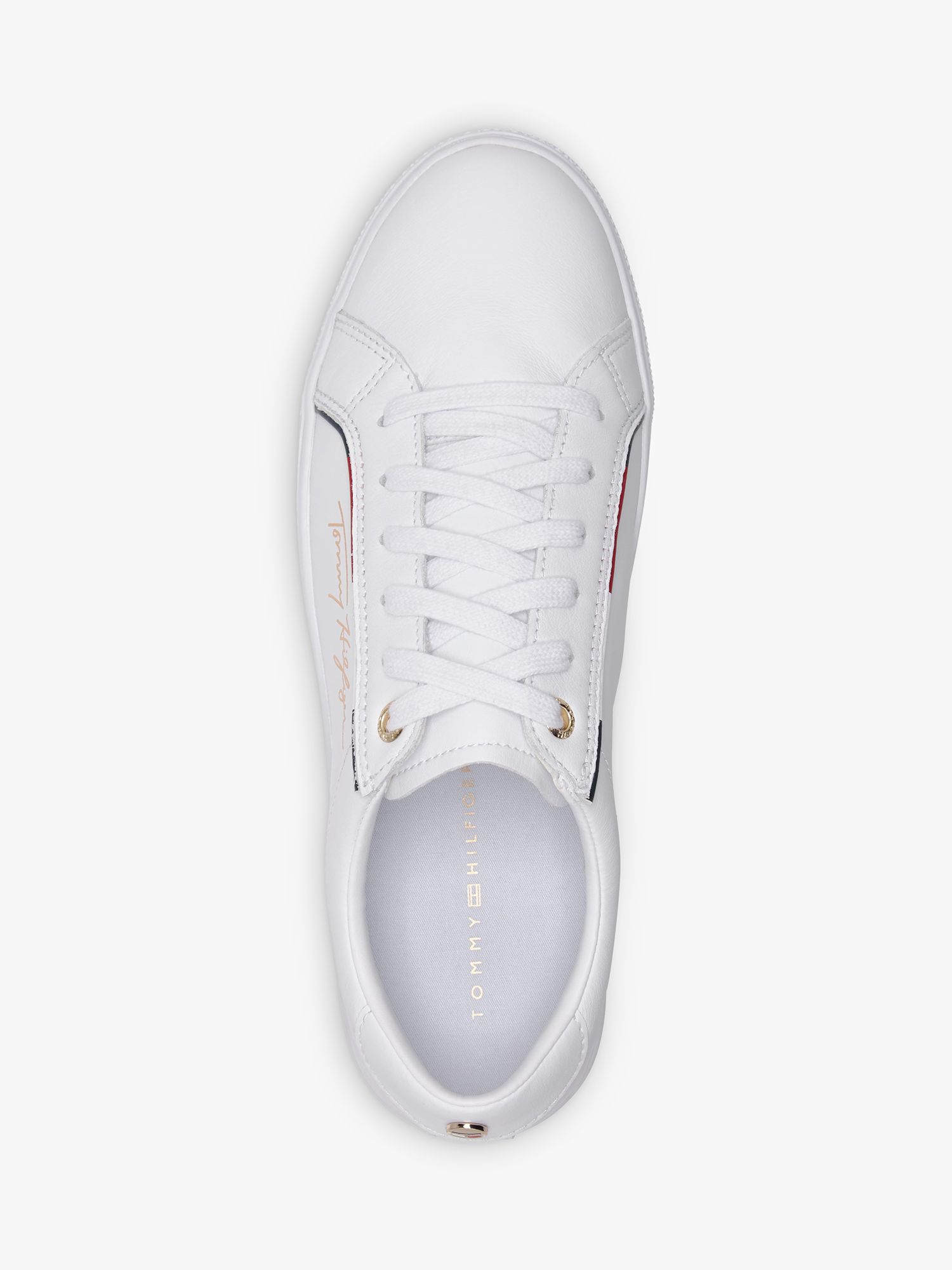 Tommy Hilfiger Signature Leather Trainers, White, 3