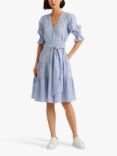 Lauren Ralph Lauren Drinthia Check Linen Dress, Loch Blue/White