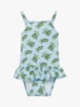 Trotters Baby Turtle Peplum Swimsuit, Blue