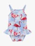 Trotters Baby Flamingo Peplum Swimsuit, Blue/Multi
