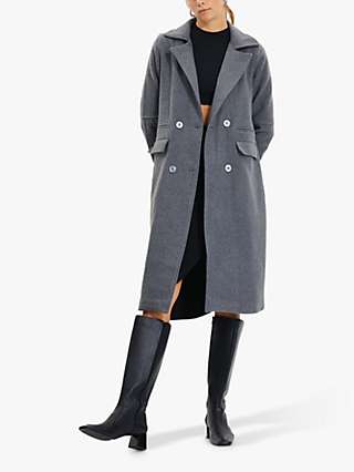 Trendyol Longline Double Breasted Trench Coat, Grey