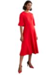 Boden Flared Ponte Midi Dress, Red, Red