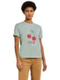 Boden Turn Up Sleeve Fruit Print Cotton T-Shirt