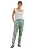 Boden Tropical Floral Print Pull On Trousers, Green Pineapple