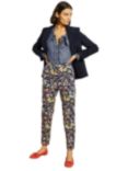 Boden Carrie Floral Print Trousers, Navy
