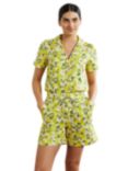 Boden Cotton Pyjama Shorts, Ivory/Lemon Vine