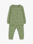 John Lewis Baby Lion Print Pyjama Set, Green