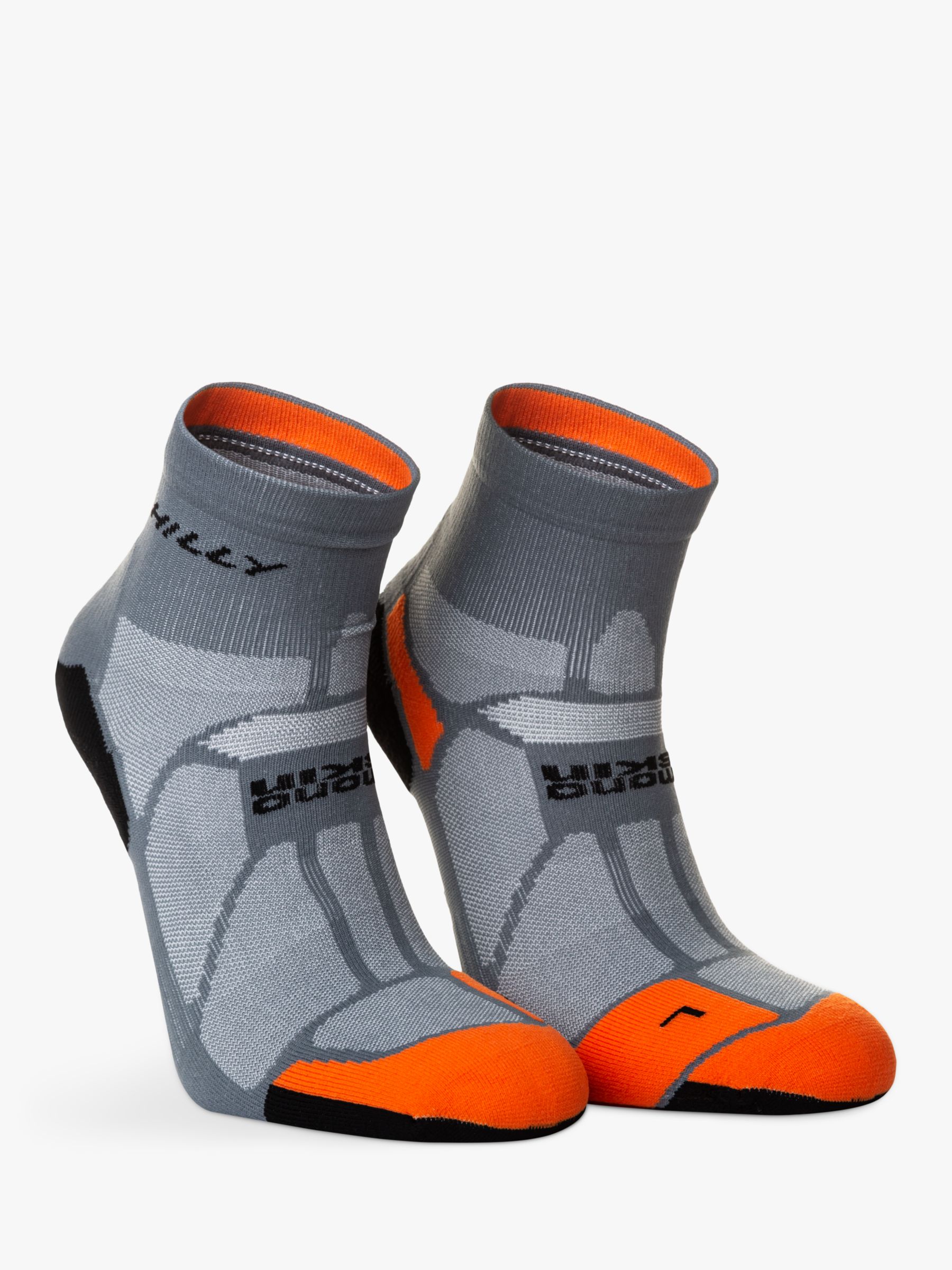 Hilly Marathon Fresh Ankle Running Socks, Granite/Orange, S