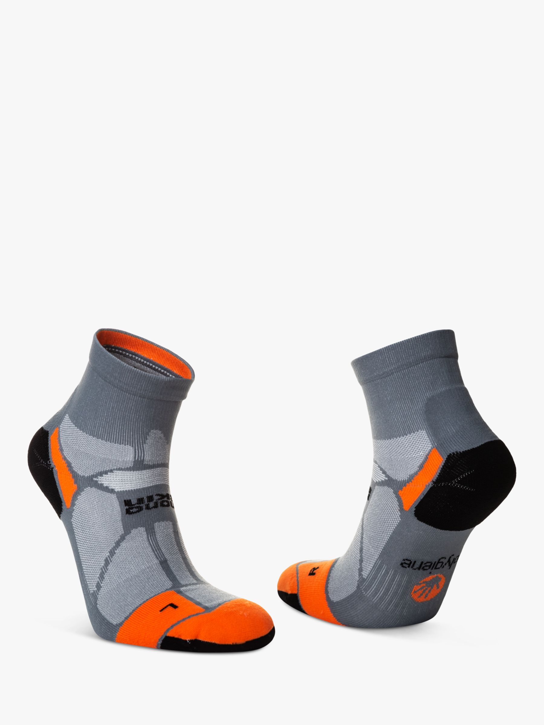 Hilly Marathon Fresh Ankle Running Socks, Granite/Orange at John Lewis ...