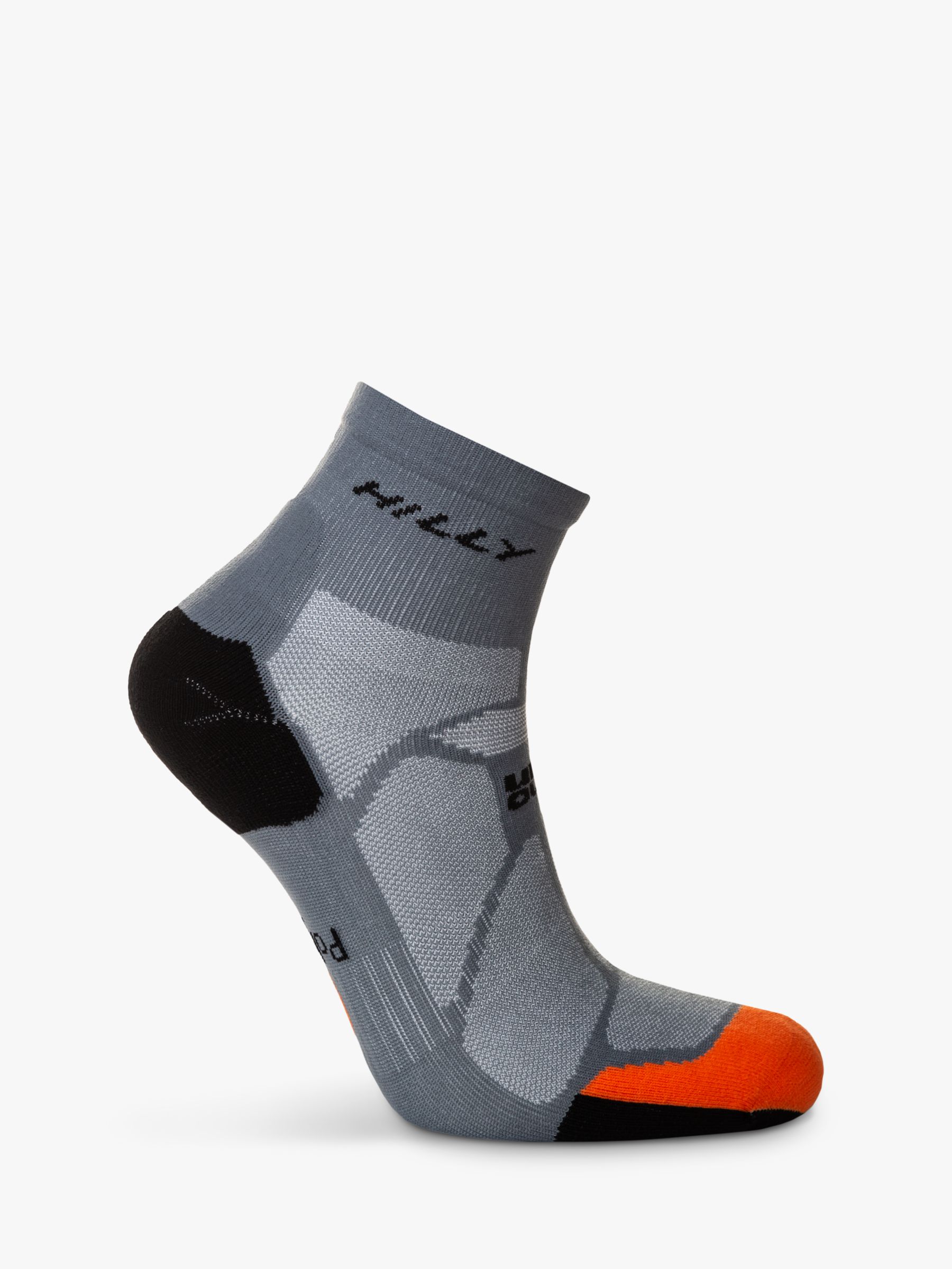 Hilly Marathon Fresh Ankle Running Socks, Granite/Orange, S