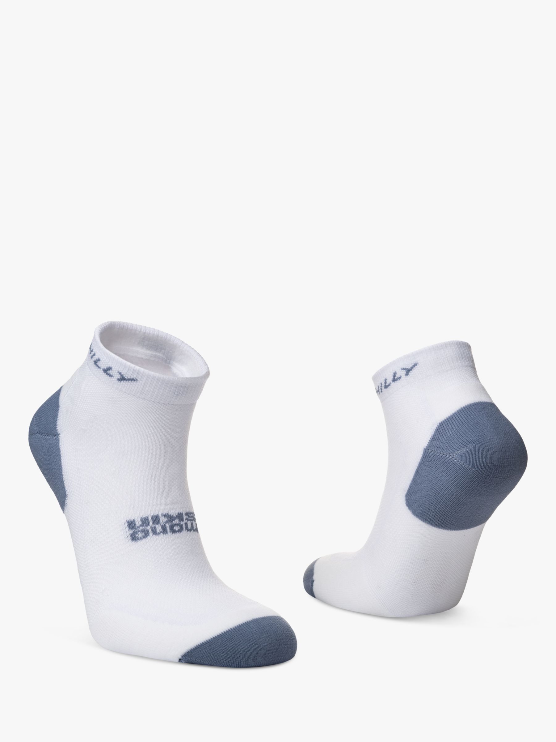 Hilly Active Quarter Length Running Socks, Pack of 2, White/Black/Grey, S