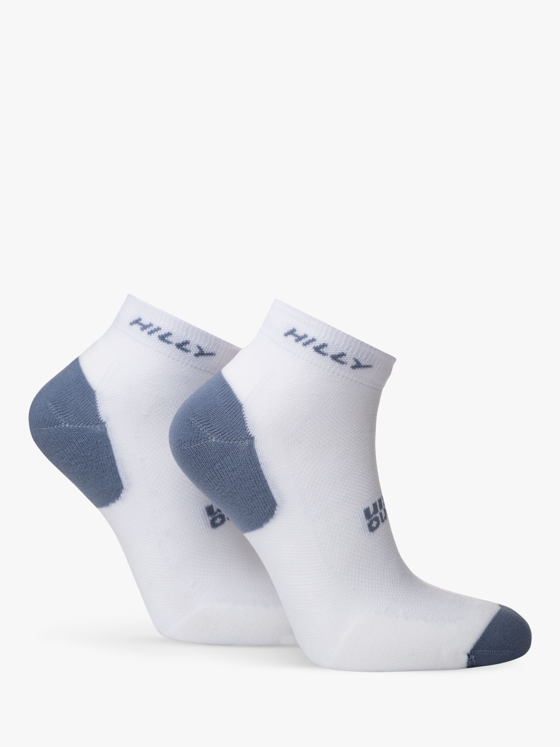 Hilly Active Quarter Length Running Socks, Pack of 2, White/Black/Grey, S