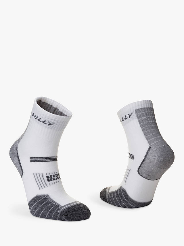 Hilly Twin Skin Ankle Running Socks, White/Grey Marl