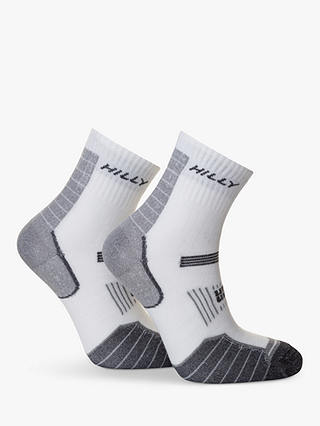 Hilly Twin Skin Ankle Running Socks, White/Grey Marl