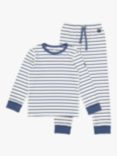 Polarn O. Pyret Kids' GOTS Organic Cotton Stripe Pyjamas, Blue/White