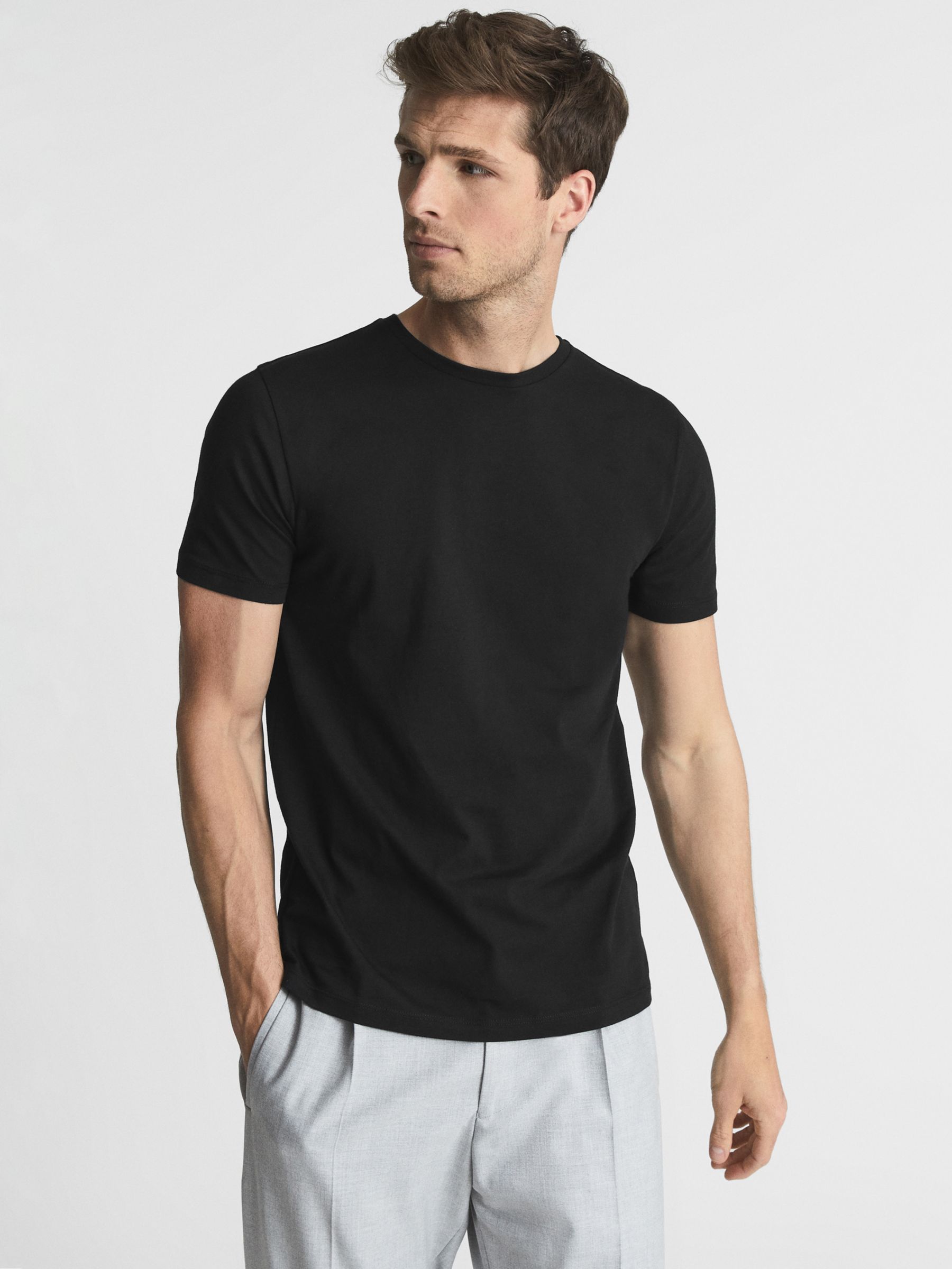 Reiss Bless Crew Neck T-Shirt, Black at John Lewis & Partners