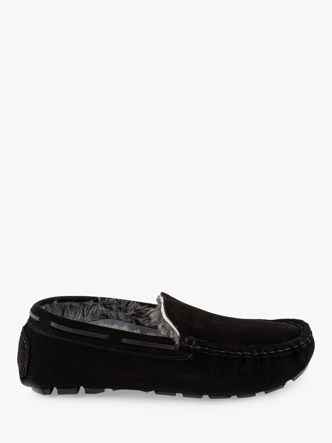 totes Isotoner Suede Moccasin Slippers, Black, 8