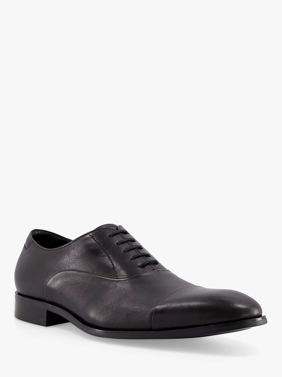 Buy Dune Wide Fit Secrecy Leather Derby Shoes, Black Online at johnlewis.com