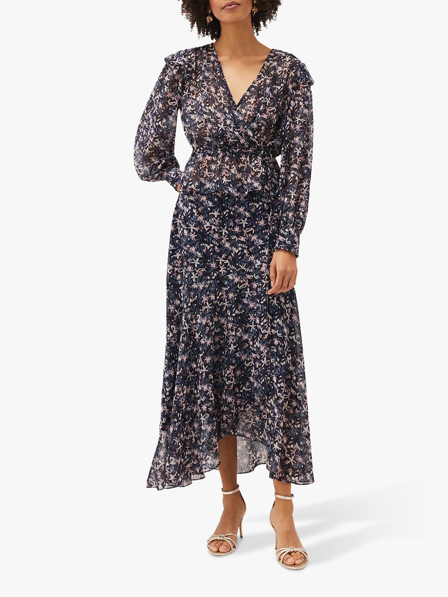 Phase Eight Lola Floral Print Co-Ord Top, Navy/Pink at John Lewis ...