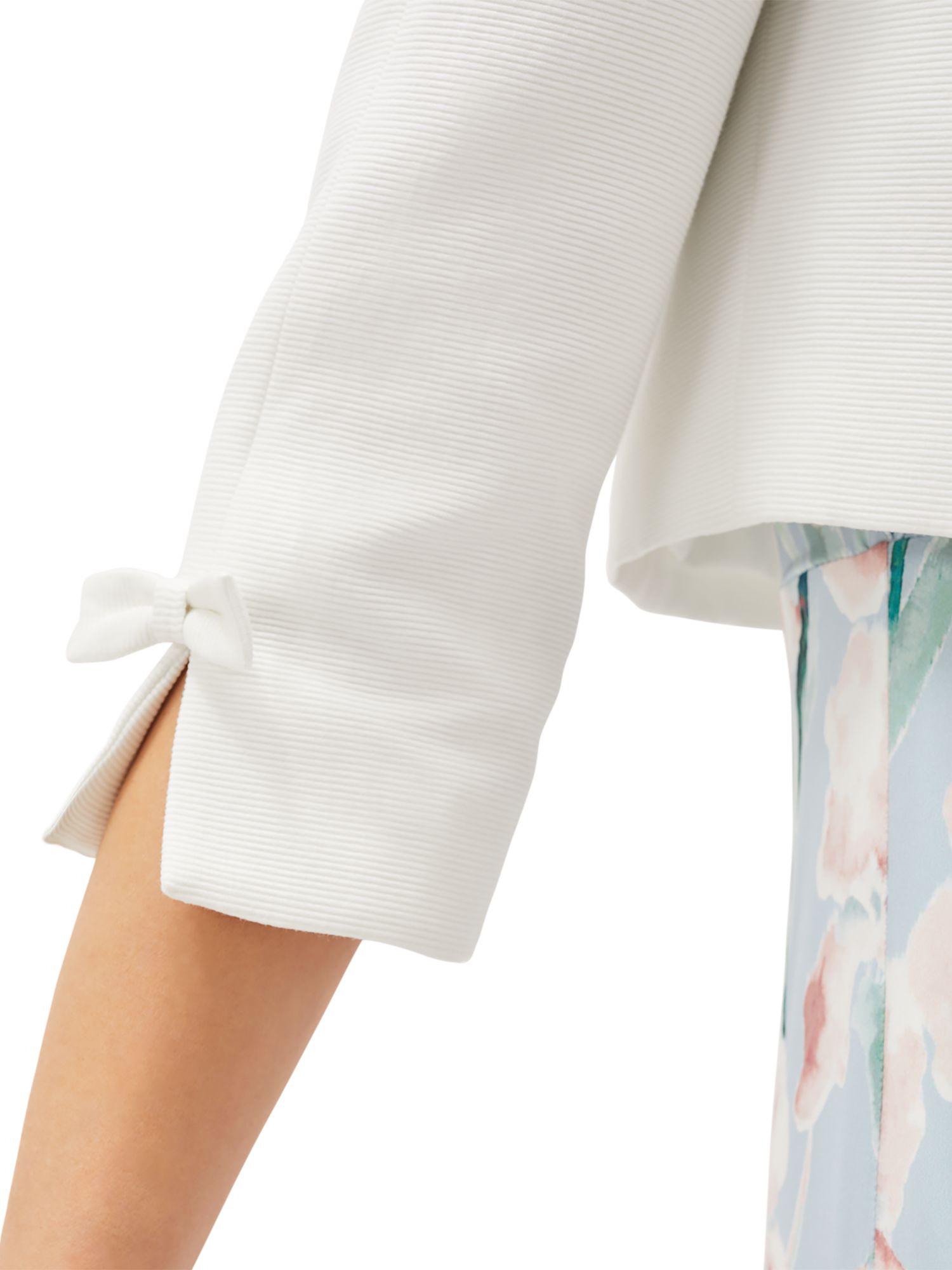 Phase Eight Zoelle Bow Detail Cuff Jacket, Ivory, 6